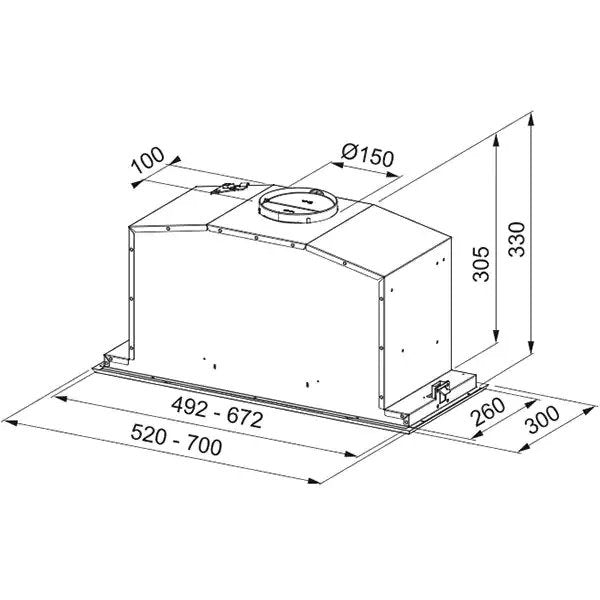 Hota Incorporabila FRANKE FBI 537 XS/BK 1 motor, 560 m3/h, L 70 cm, Negru-Inox