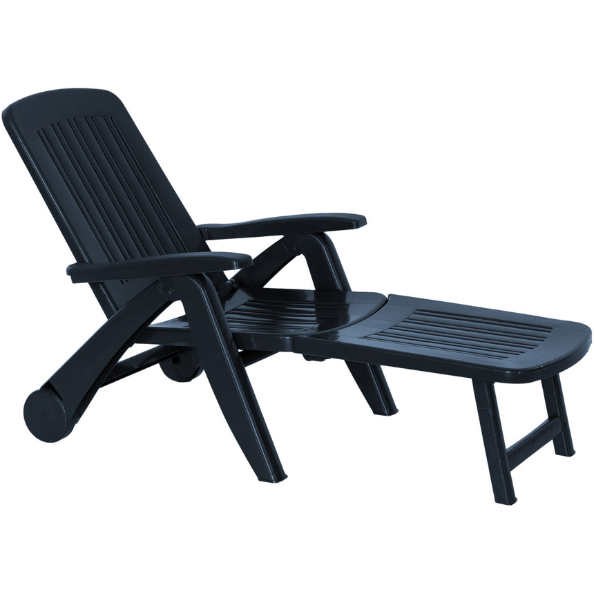 Sezlong de gradina pliabil Cancun, cu roti, plastic, 72x60x190 cm, grafit
