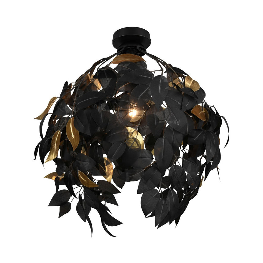 Lustra Leavy, RL, Metal, Soclu E27, Negru/Auriu
