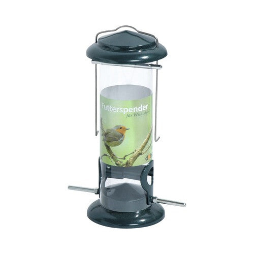 Dozator hrana, metal, cu rezervor din plexiglas, Ø 9,5 cm