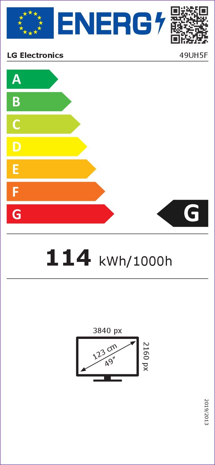 Display profesional LG 49UH5F-H, 49", Ultra HD 4k, 60 Hz, Clasa G, Negru