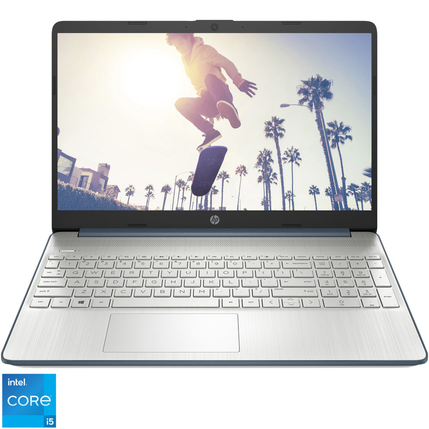 Laptop HP 15s-fq5025nq cu procesor Intel® Core™ i5-1235U pana la 4.40 GHz, 15.6 FHD, 16GB DDR4, 512GB PCIe SSD, Intel Iris Xe, FreeDOS, Spruce Blue