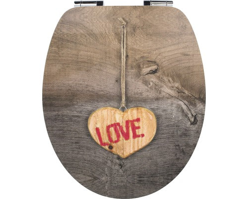 Capac WC FORM & STYLE Sculpture Love, din MDF, inchidere lenta, usor detasabil, 47,6x36,5 cm