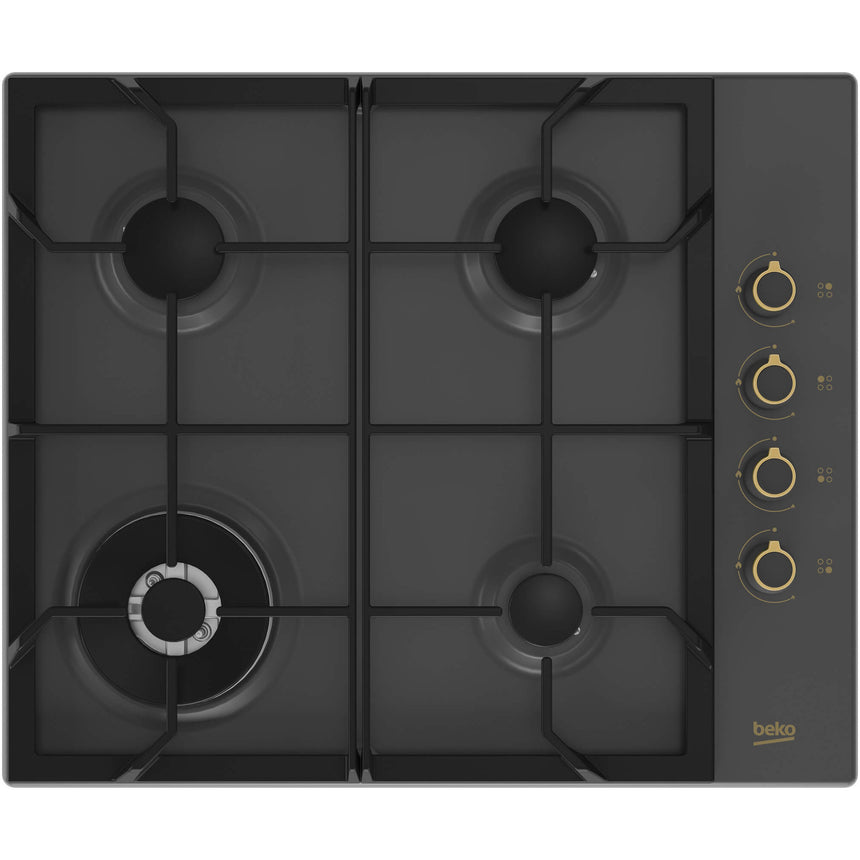 Plita incorporabila Beko HIGG64125SAR, Gaz, 4 arzatoare, Siguranta plita, Aprindere integrata, 60 cm, Antracit