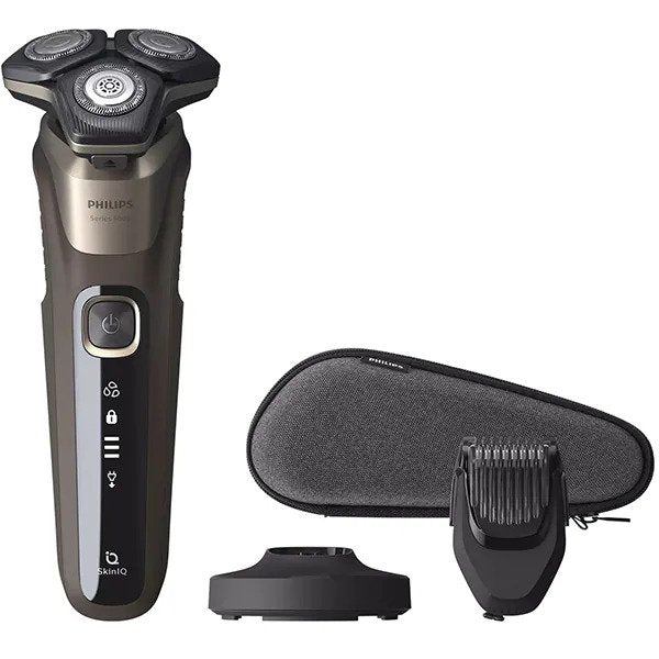 Set Aparat de ras Philips Series 5000 S5589/38, Acumulator, Autonomie 60 min, Negru