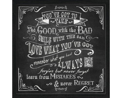 Tablou Inramat Good & Bad Slogan 30x30 Cm