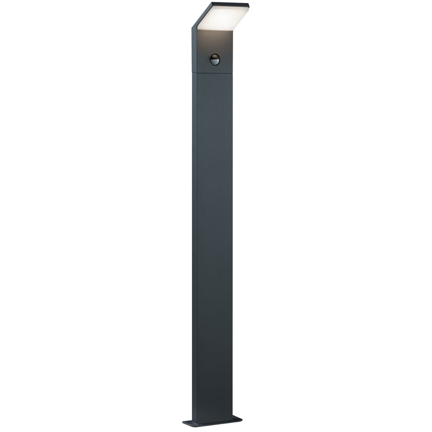 Stalp LED integrat pentru exterior Trio Pearl, cu senzor de miscare, 9W, 900 lm, 3000K, IP54, 100 cm, Aluminiu extrudat, Antracit, clasa energetica F