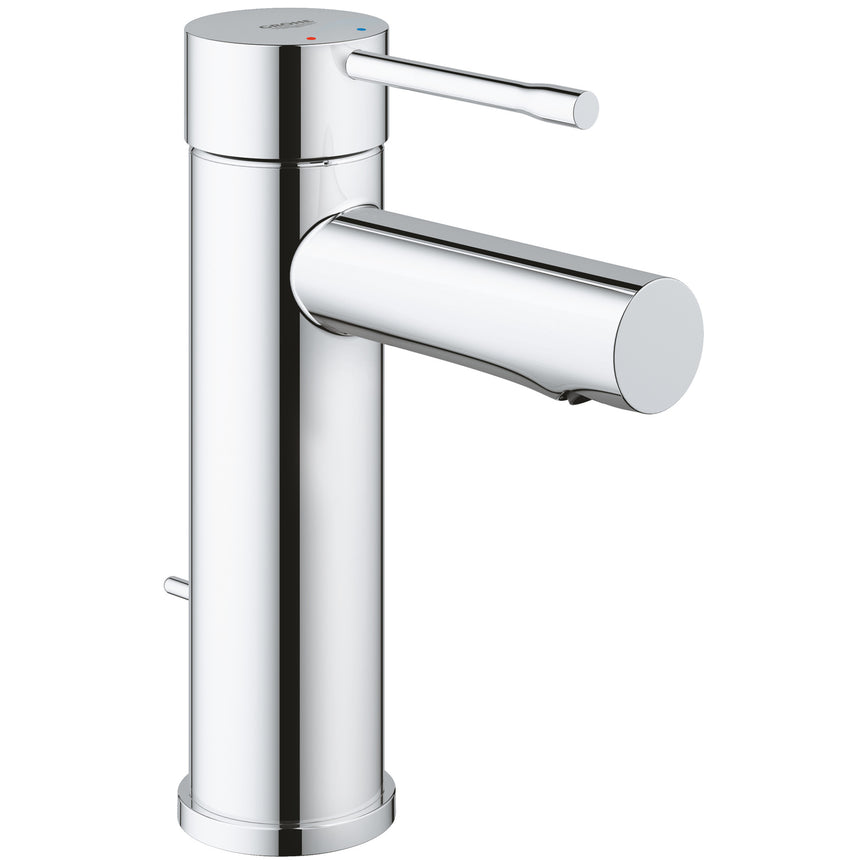 Baterie lavoar Grohe New Essence, monocomanda, 1/2", cartus ceramic, limitator temperatura, set evacurare cu tija, aerator, marimea S, Crom