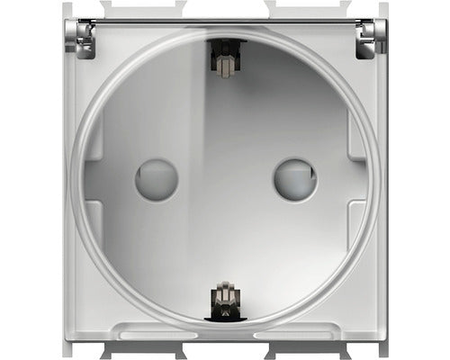 Priza Simpla Cu Impamantare Tem, Capac De Protectie Transparent, Argintiu