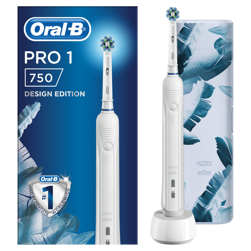 Periuta de dinti electrica Oral-B PRO 1 750 Design Edition Sensi Ultrathin, 40000 pulsatii/min, 8800 oscilatii/min, Curatare 3D, 1 program, 1 capat, Trusa de calatorie, Alb