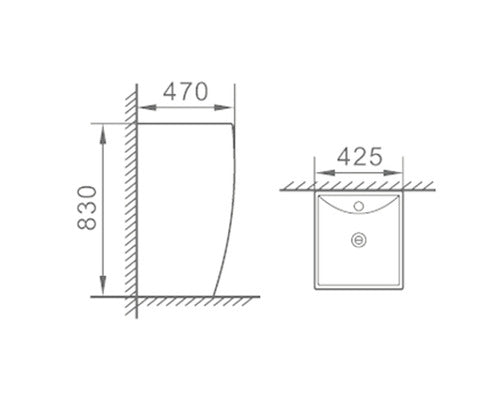 Lavoar Freestanding Rectangular, 42,5x47 cm, Alb Lucios, P708