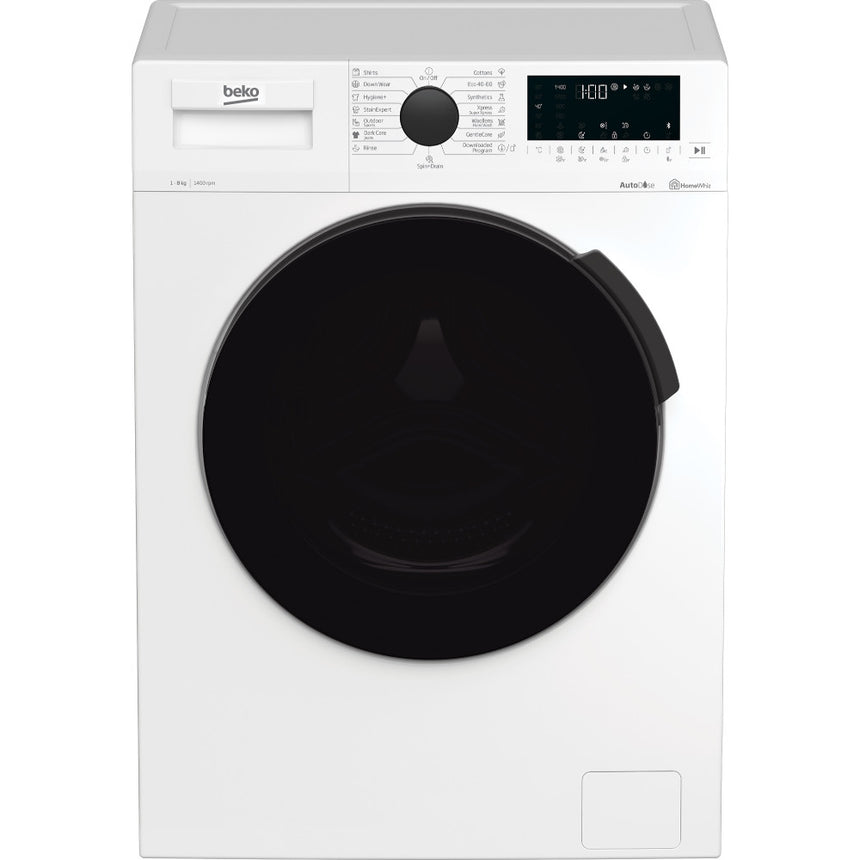 Masina de spalat rufe slim Beko WUE8722XD, 8 kg, 1400 rpm, Clasa C, AutoDose, HomeWhiz, Bluetooth Remote Control, SteamCure™, AddXtra, Motor ProSmart™ Inverter, Alb