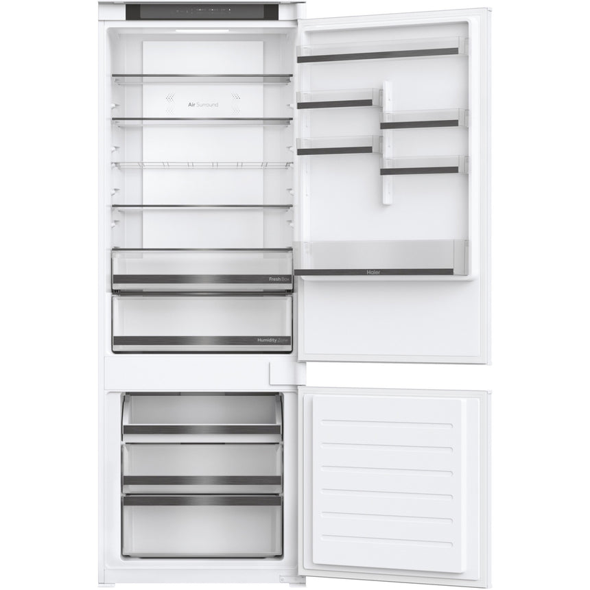 Combina frigorifica incorporabila Haier HBW5719E, 364 l, Total No Frost, Air Surround, Humidity Zone, Conectivitate WiFi/ hOn, SuperCooling, SuperFreezing, Raft sticle, Clasa E, H 193 cm