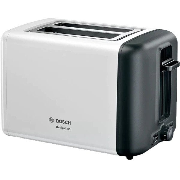 Prajitor de paine Bosch DesignLine TAT3P421, 2 felii, 970W, Alb/ gri