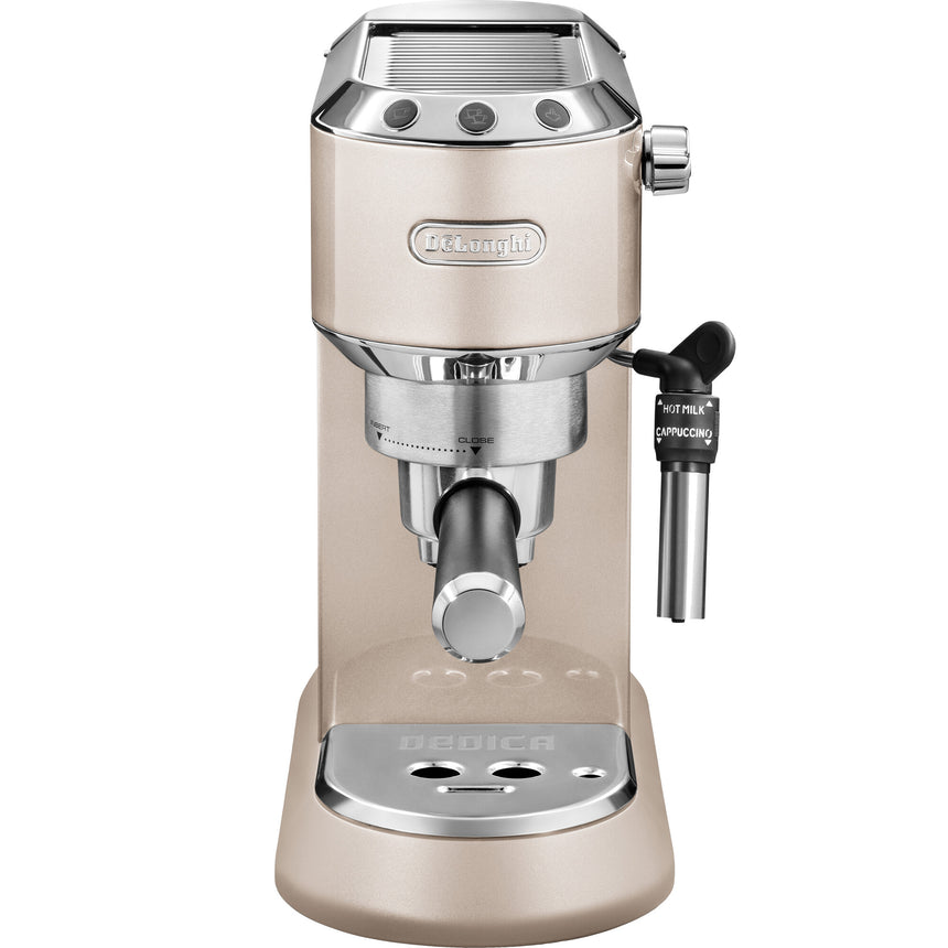 Espressor manual De'Longhi Dedica EC 785.BG, 1300 W, 1.1 L, 15 bari, Tamper si Cana inox, Beige