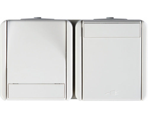 Intrerupator Cap Scara si Priza Tem Fontana Ip44 Alb, Montaj Aplicat Orizontal