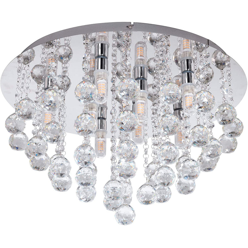 Plafoniera baie ALMONTE, EGLO, G9-LED, 8x3W, 8x360 lm, lumina calda, otel, crom, cristal, 50 x 30 cm, IP44