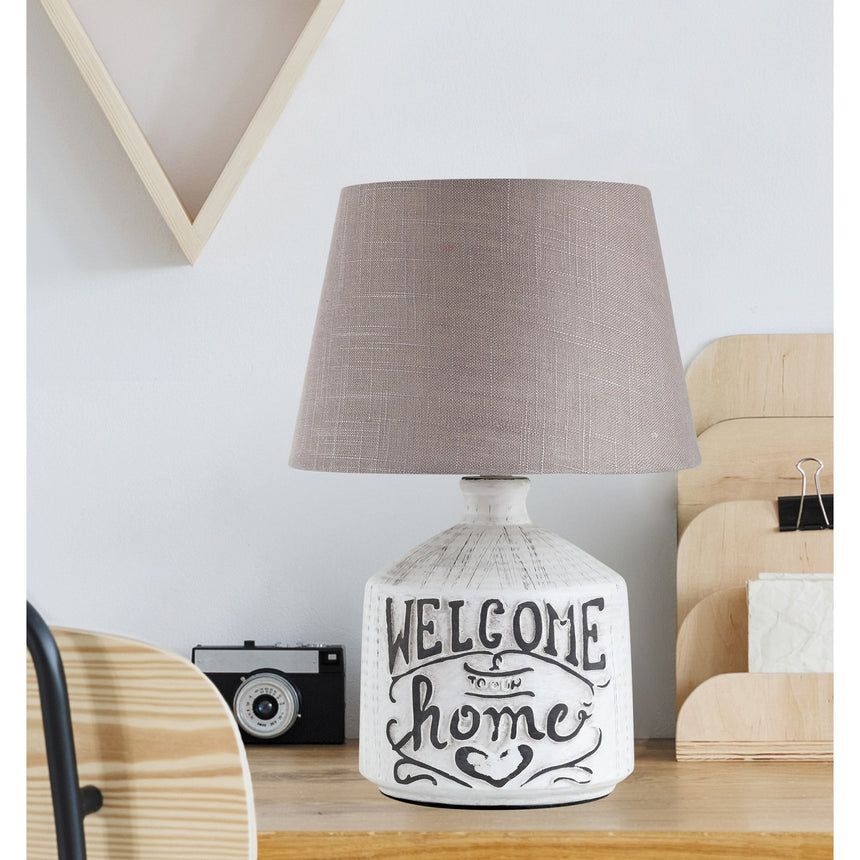 Veioza Rabalux Petra, E14, 40W, 35 cm, ceramica/textil, Alb/Bej