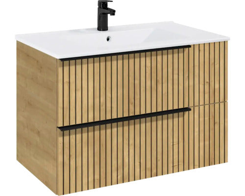Set Roca Elegant Plus Baza Lavoar Si Lavoar 80 Cm Stejar