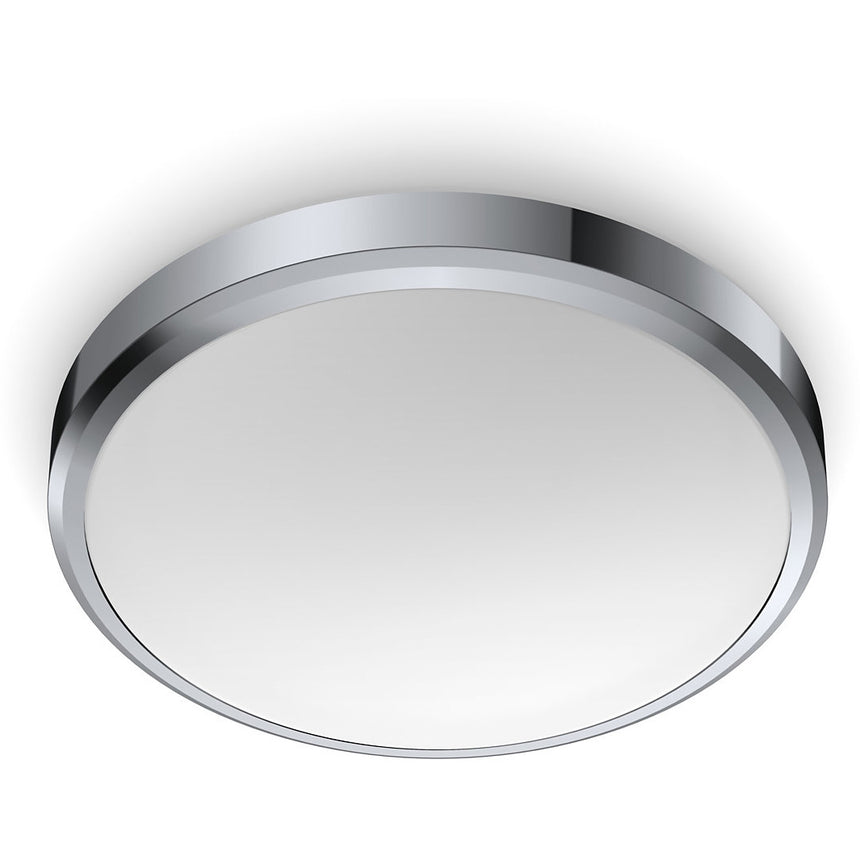 Plafoniera LED Philips Doris CL257, 17W, 1500 lm, lumina calda (2700K), IP44, 31.3cm, Crom, clasa energetica F