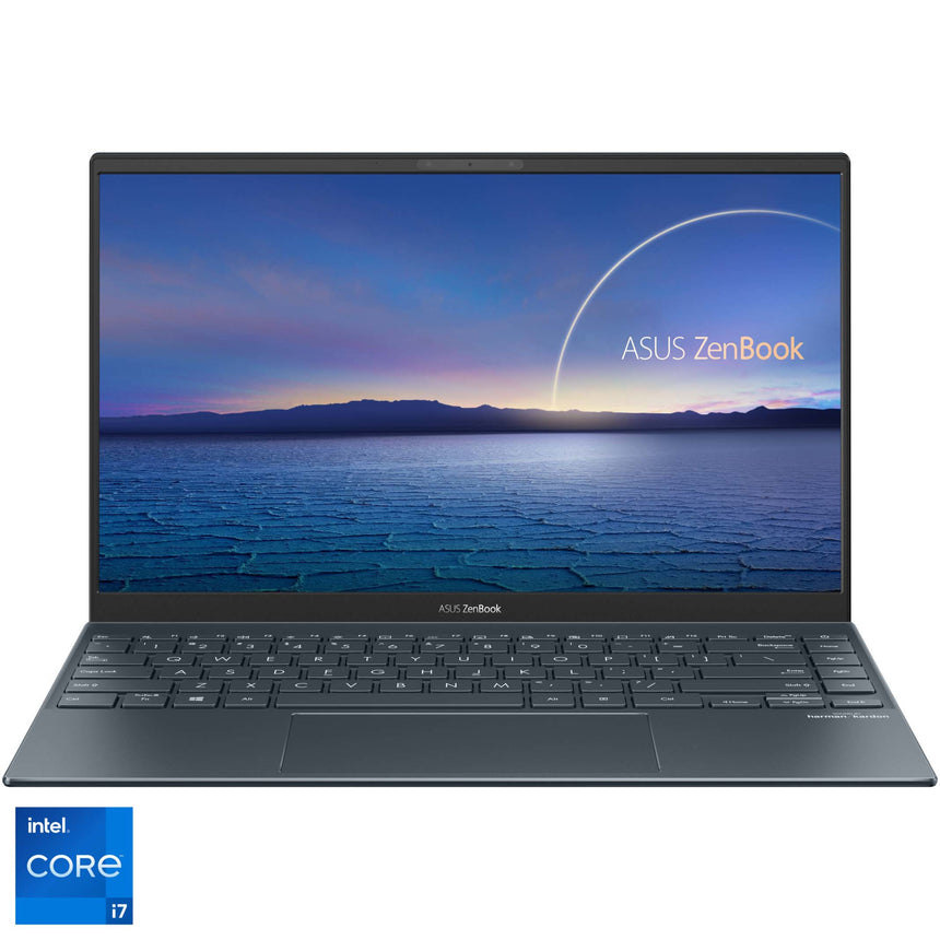 Laptop ultraportabil ASUS ZenBook 14 UX425EA cu procesor Intel® Core™ i7-1165G7, 14", Full HD, 16GB, 1TB SSD, Intel Iris Xᵉ Graphics, No OS, Pine Grey
