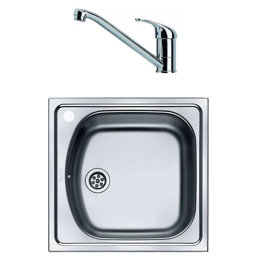 Pachet chiuveta bucatarie Franke ETL 610-36+ Baterie Franke Basic Crom, 435x455mm, Inox dekor texturat