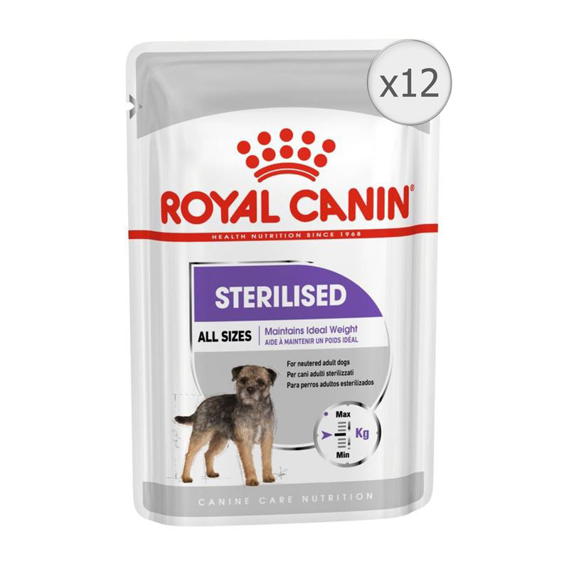 Hrana umeda pentru caini Royal Canin, Sterilised, pentru caini sterilizati, in pate, 12x85g