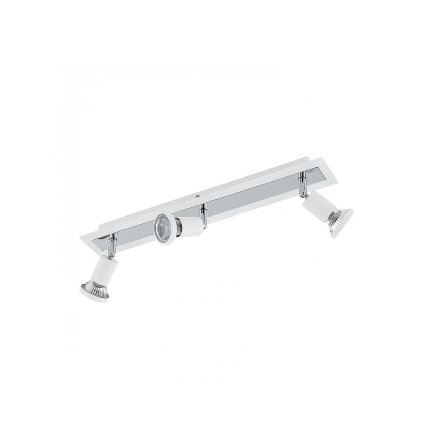 Plafoniera spot EGLO Sarria 94961, 3xGU10-LED, 3x5W, 3x400lm, 3000K, lumina calda, otel, alb, crom, 46 x 7 cm, IP20