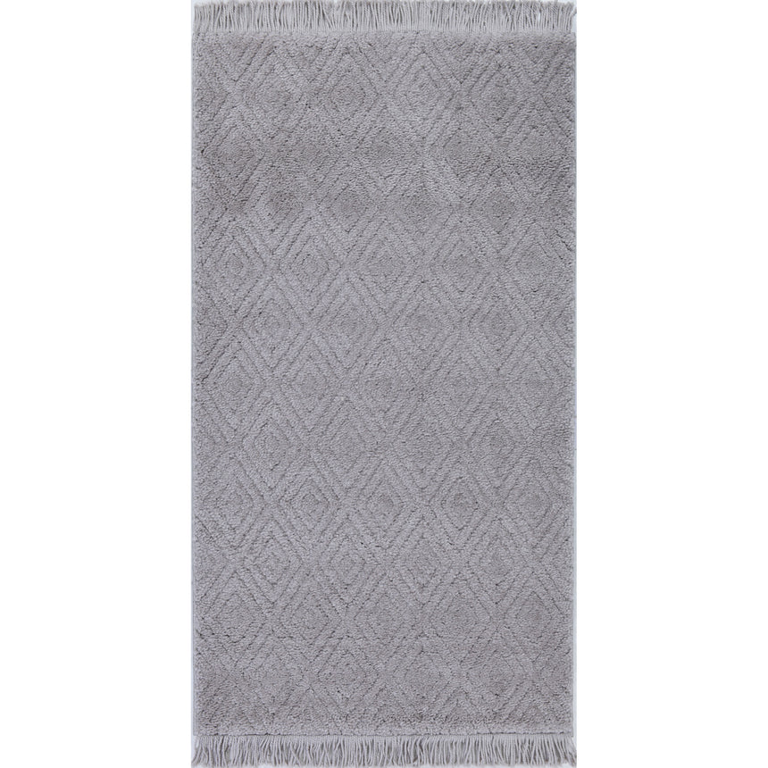 Covor cosy 060x110cm light grey din poliester, 3D, soft touch, model geometric