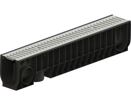 Rigola Polipropilena VODALAND Gratar Otel Zincat 1000x160x200 mm Scurgere Verticala Ø 110 mm si Orizontala Ø 110 mm A 15 Trafic Pietonal