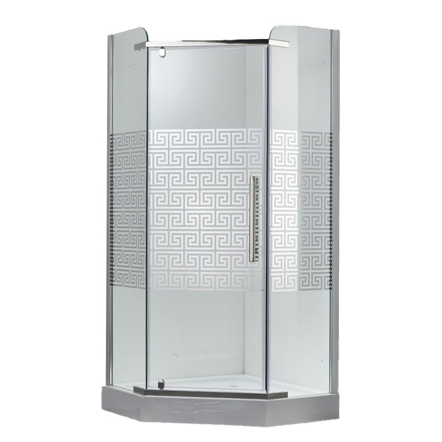 Cabina de dus pentagonala, Belform Maze, 80x80 cm, cu usa batanta, deschidere stanga