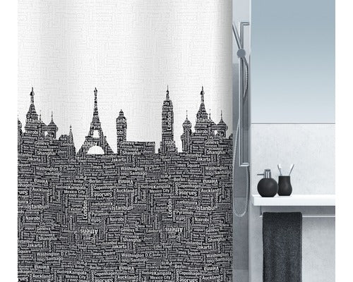 Perdea De Dus Spirella Urban Textil 180x200 cm, Negru-Alb