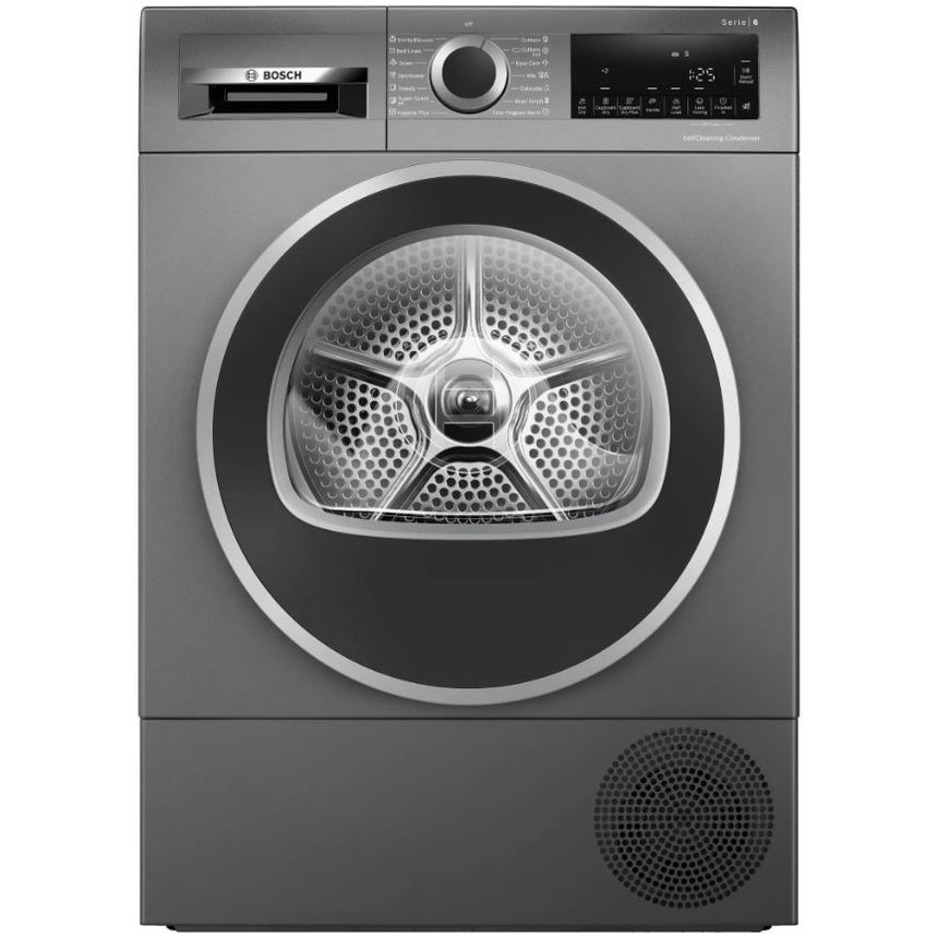 Uscator de rufe Bosch WQG235DREU, Pompa de caldura, 8 kg, 15 programe, Condensator cu autocuratare, Clasa C, AutoDry, SensistiveDrying System, Antracit