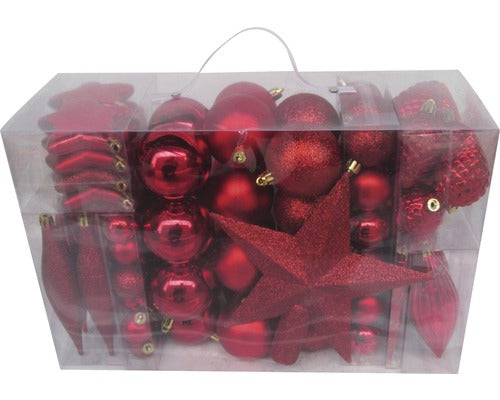 Pachet Globuri Plastic, 104 Buc, Rosu