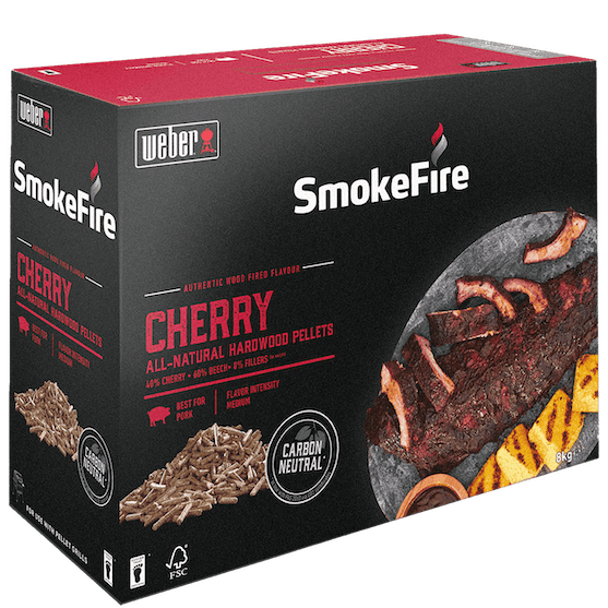 Peleti din lemn de cires pentru afumare Cherry Weber, 8 Kg
