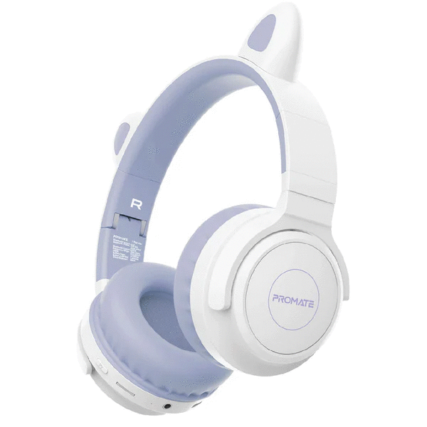 Casti Pentru Copii PROMATE Panda, Bluetooth, On-ear, Microfon, Mov-Alb