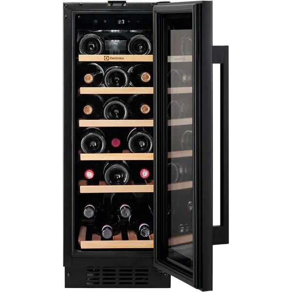 Racitor de vinuri Electrolux EWUS020B5B, 20 sticle, Rafturi lemn, Control electronic, Clasa G, H 82 cm, Negru