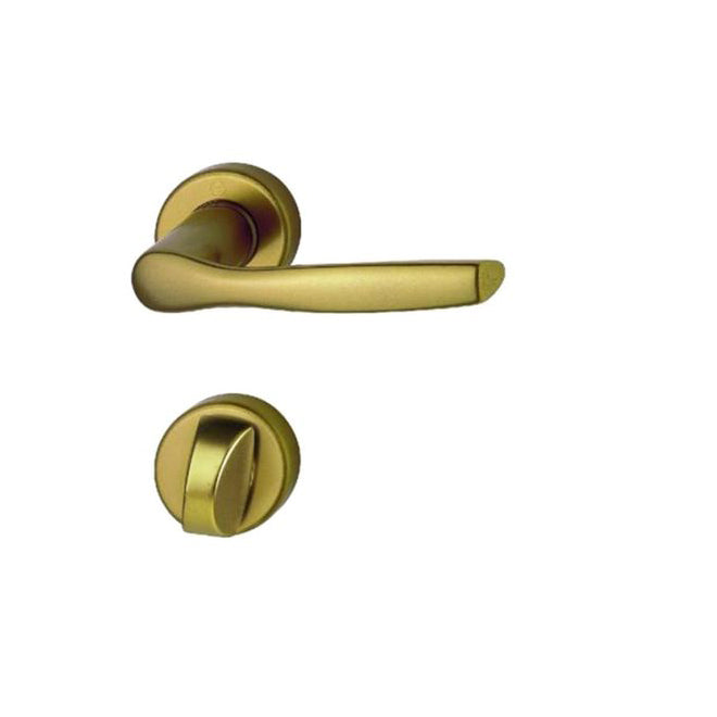 Maner usa interior, Hoppe Milano, cu rozeta pentru WC, material aluminiu, culoare bronz, 119 x 44 mm