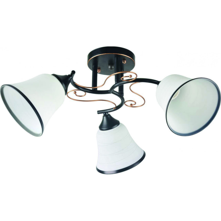 Lustra Klausen Kami3, 3xE27, metal negru si auriu, H24cm, D52cm