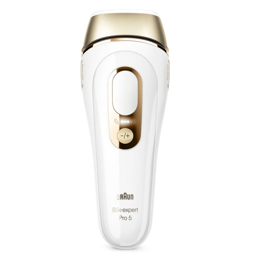 Epilator Braun SilkAexpert Pro 5, bikini/axila, auriu/alb, 120x120x25mm