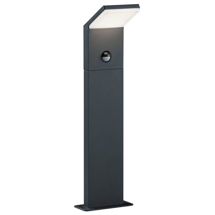 Stalp LED integrat pentru exterior Trio Pearl, cu senzor de miscare, 9W, 900 lm, 3000K, IP54, 50 cm, Aluminiu extrudat, Antracit, clasa energetica F