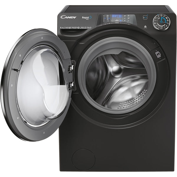 Masina de spalat rufe cu uscator CANDY RPW4856BWMBCB-S, Wi-Fi, 8/5 kg, 1400 rpm, Clasa A/D, Motor Inverter, Steam, Mix Power Systems, negru