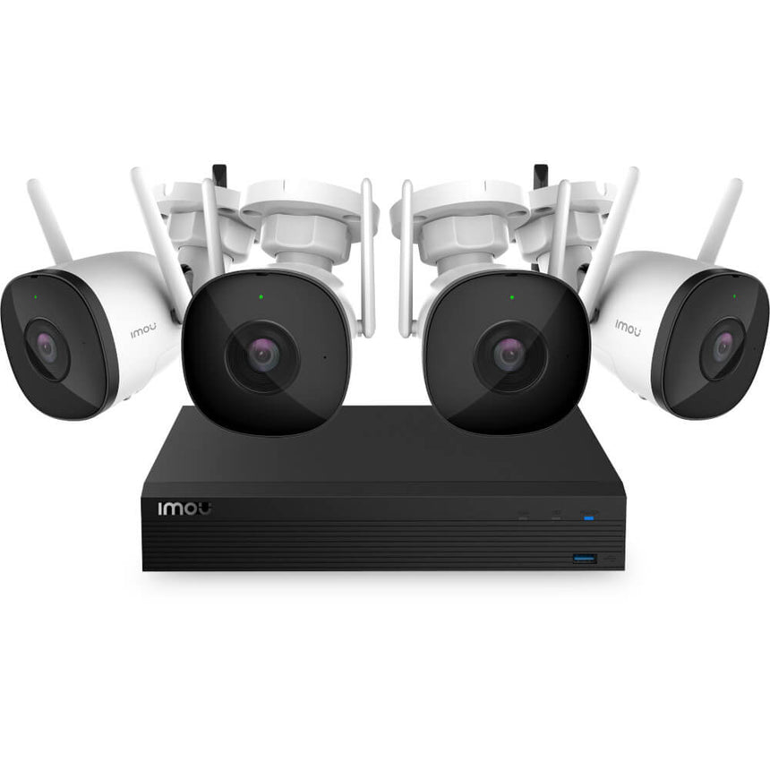 Kit camera de supraveghere IP Wi-Fi exterior Imou KIT/NVR1104HS-W-S2/4-F22FE, 4 camere, 2MP, Full HD, 1920x1080, IR 30m, microfon + HDD 1TB
