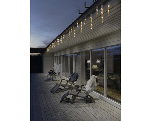 Perdea Luminoasa Tip Sloi Cu Led Konstsmide, Pentru Interior Si Exterior, 32 Sloiuri, 96 Becuri, Ambra
