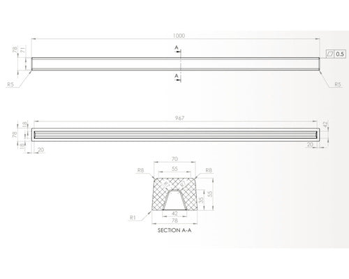 Prag cabina dus drept din granixit 100 cm Magnifico