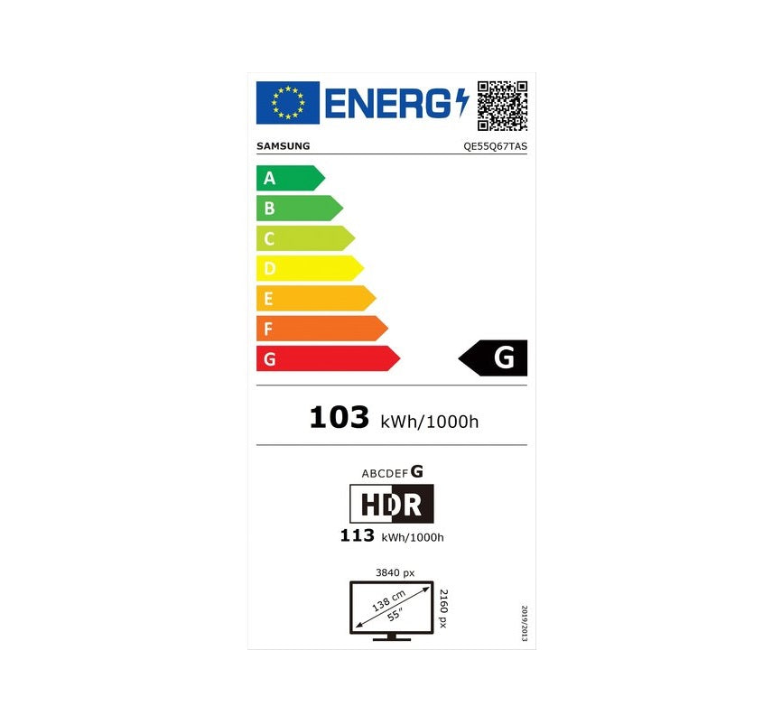Televizor QLED Smart SAMSUNG 55Q67T, Ultra HD 4K, HDR, 138 cm, Clasa G