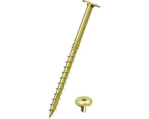 Holsuruburi Autofiletante Cu Cap Plat Torx Dresselhaus 10x300 Mm Otel Zincat Galben, 25 Bucati, Pentru Constructii Din Lemn