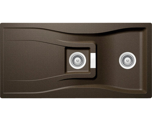 Chiuveta Bucatarie Cu 1 Cuva + ½ Schock Waterfall D-150 100x50 Cm, Cu Picurator, Reversibila, Cristadur Bronze