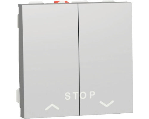 Intrerupator Pentru Jaluzele Schneider Unica, Simbol Sageti Sus-stop-jos, Nuanta Aluminiu