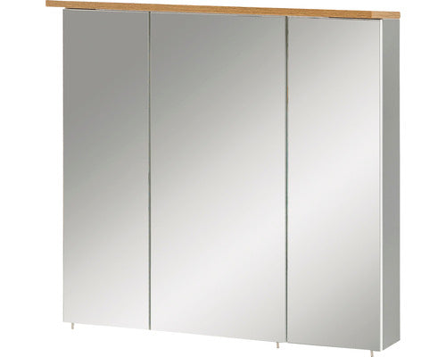 Dulap Baie cu Oglinda Profil, 3 Usi, PAL, 70,5x72 cm, Gri